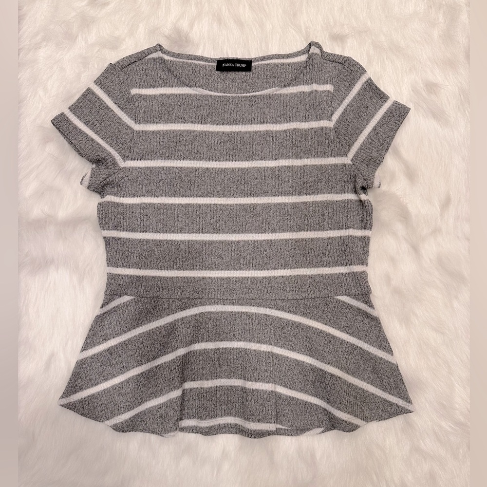 Gray and white Top
